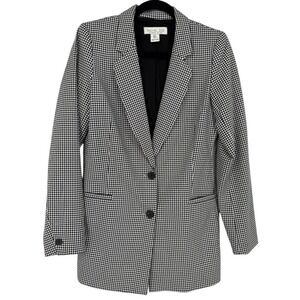 Rachel Zoe Womens Black White Gingham Check Two Button Blazer Jacket Size 8